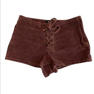 Burgundy brown stretchy corduroy shorts